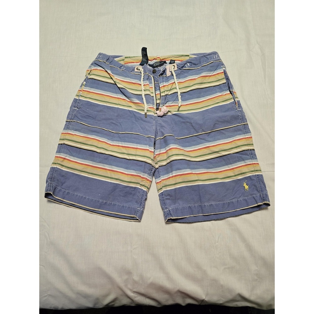 Polo Ralph Lauren Shorts Mens 32  Trunks Multicolor Stripe Drawstring Swimwe‎